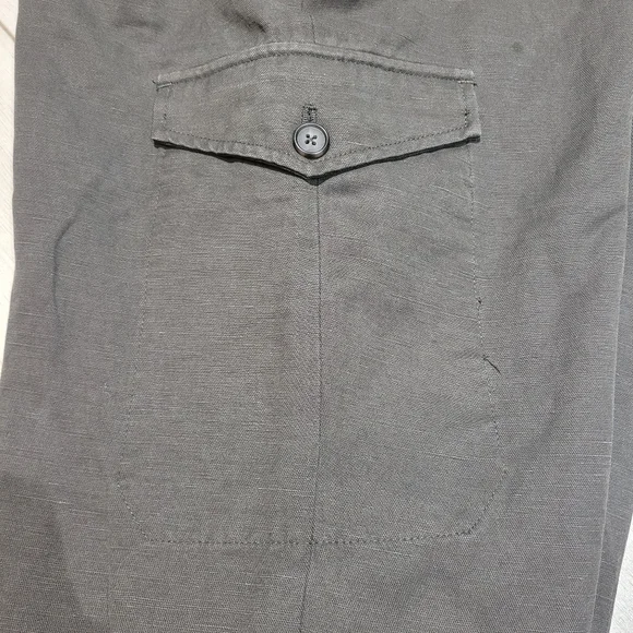 Contemporaine Women's Linen Blend Wide Leg Gathered Hem Cargo Pants Large Green - Picture 9 of 9